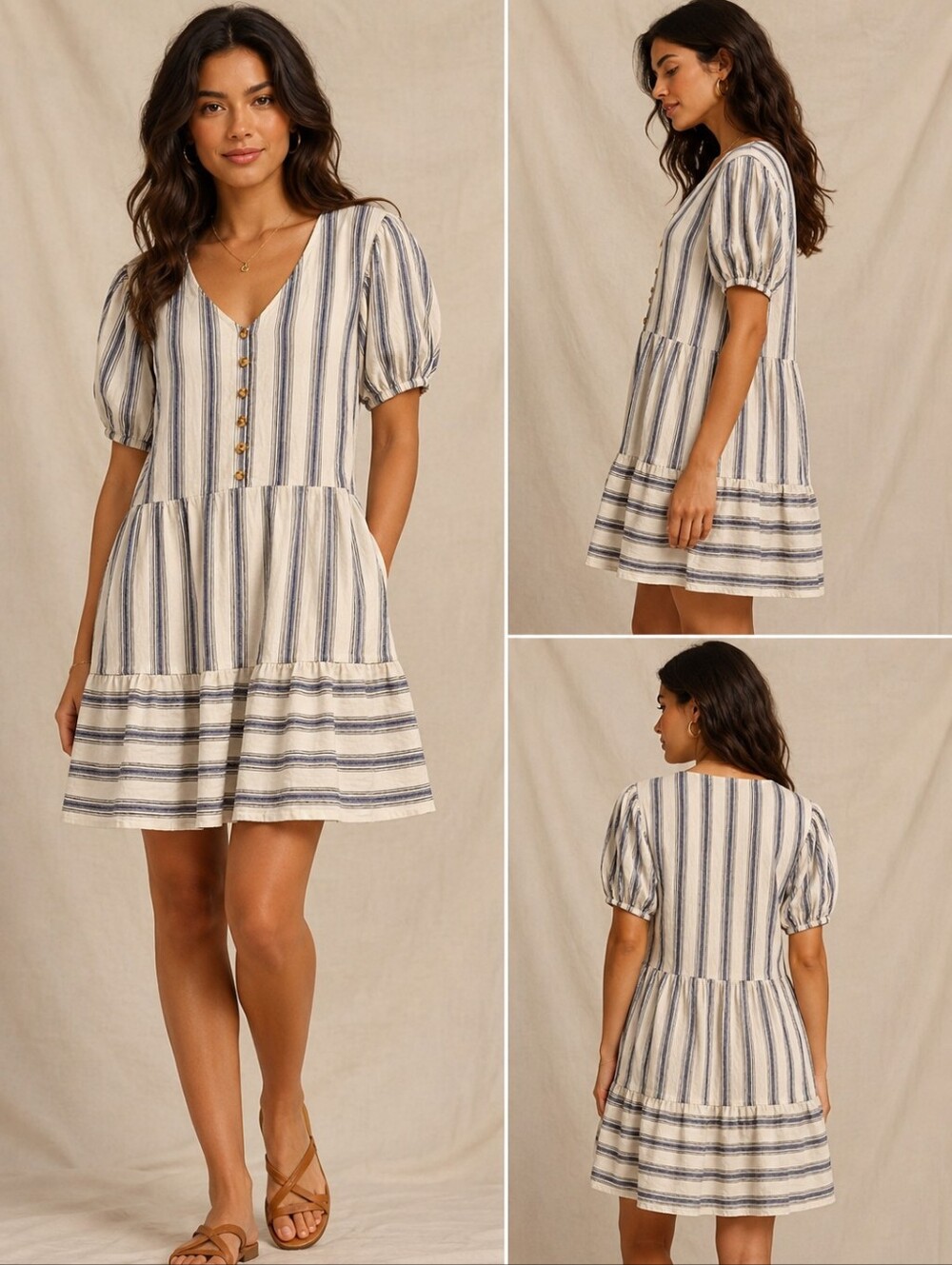🥬Women's Striped Babydoll Dress – Size L